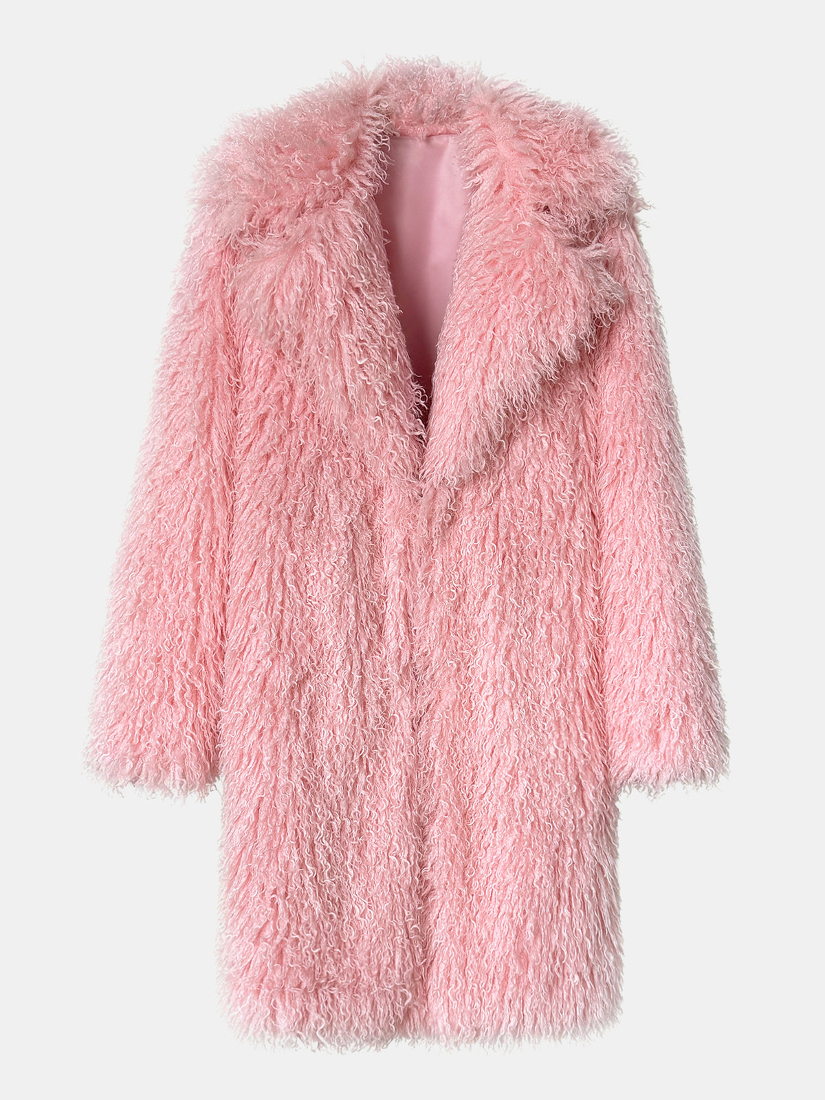 Women Solid Shaggy Faux Fur Mid-Long Coat Oversized Lapel Fluffy Furry Open Front Winter Outerwear