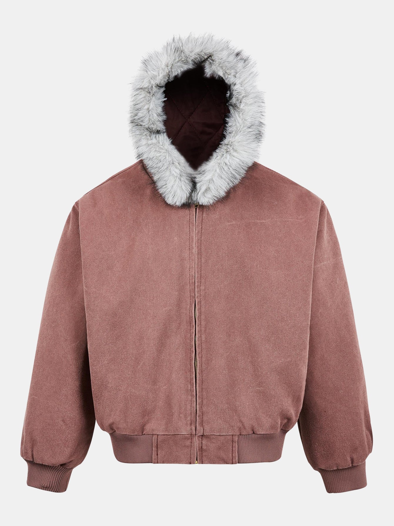 Boxy Faux Fur Collar Hooded Jacket
