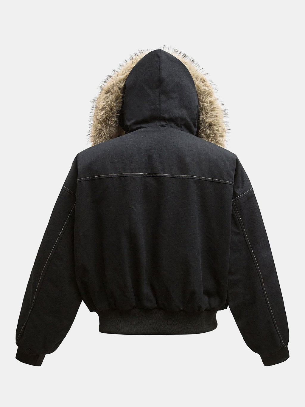 Boxy Faux Fur Collar Hooded Jacket