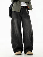 Washed Distressed Denim Baggy Pants