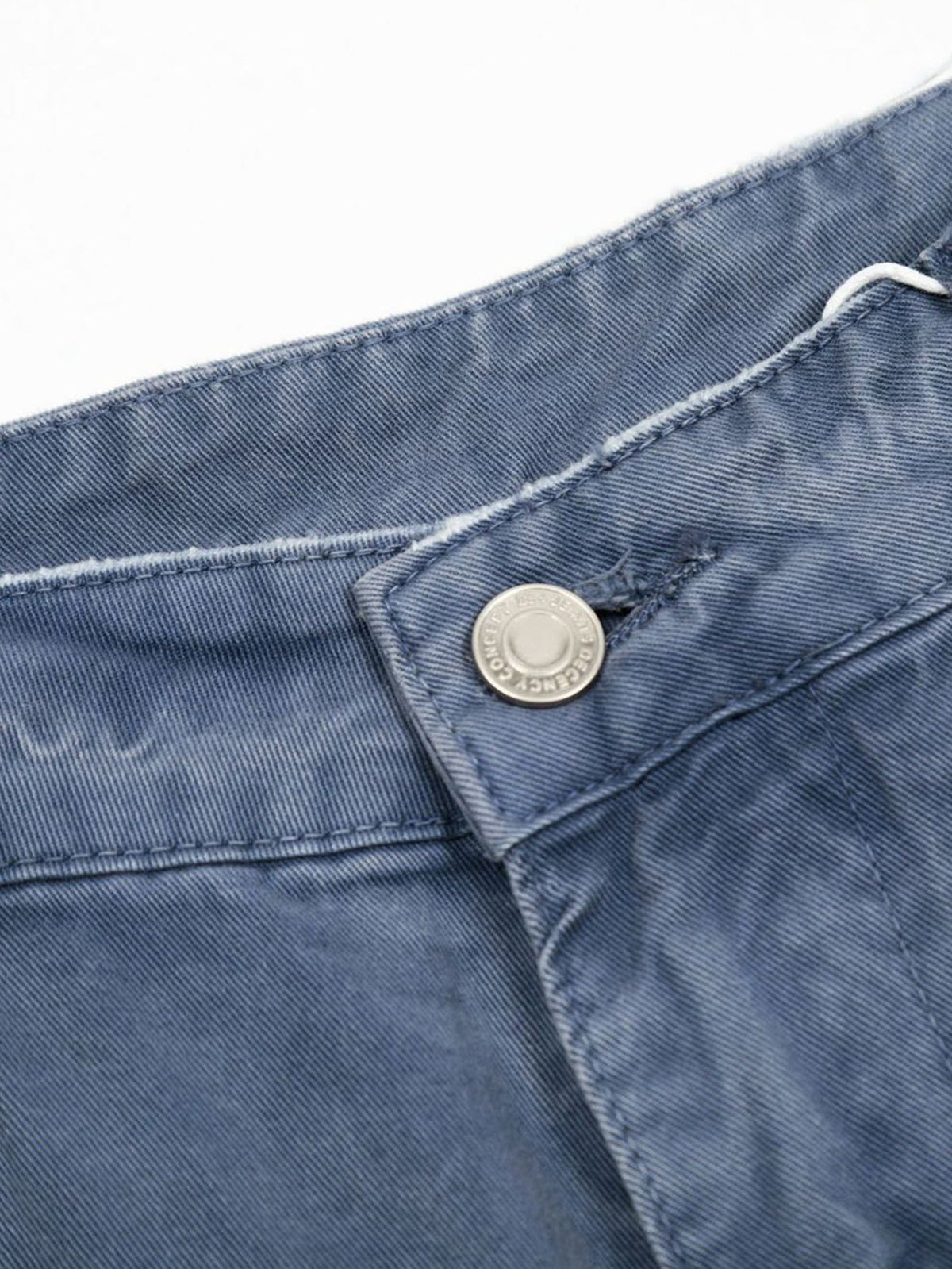 Baggy Fit Washed Distressed Denim Cargo Pants