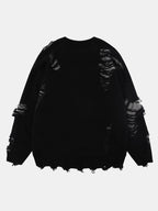 Slogan Distressed Crew Neck Sweater