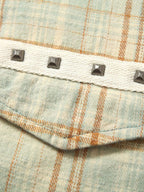 Gradient Washed Distressed Plaid Shirt