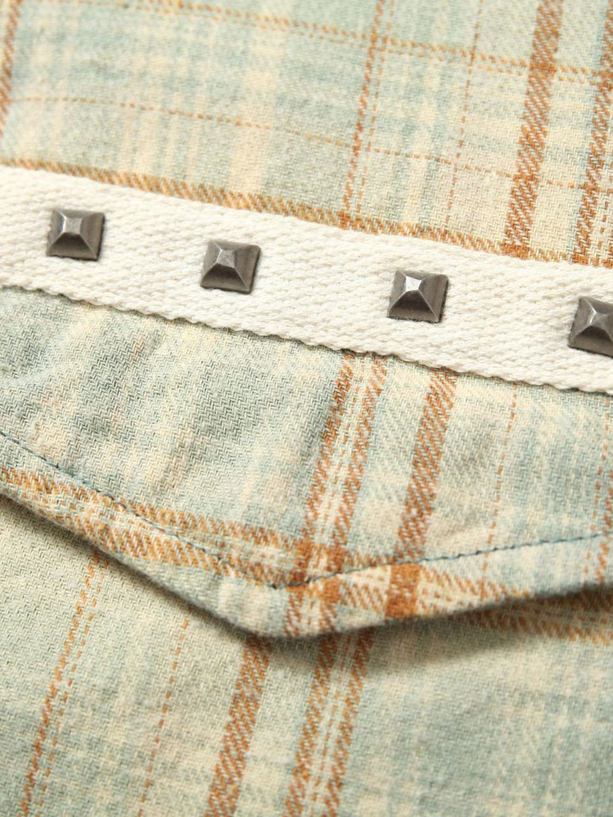 Gradient Washed Distressed Plaid Shirt