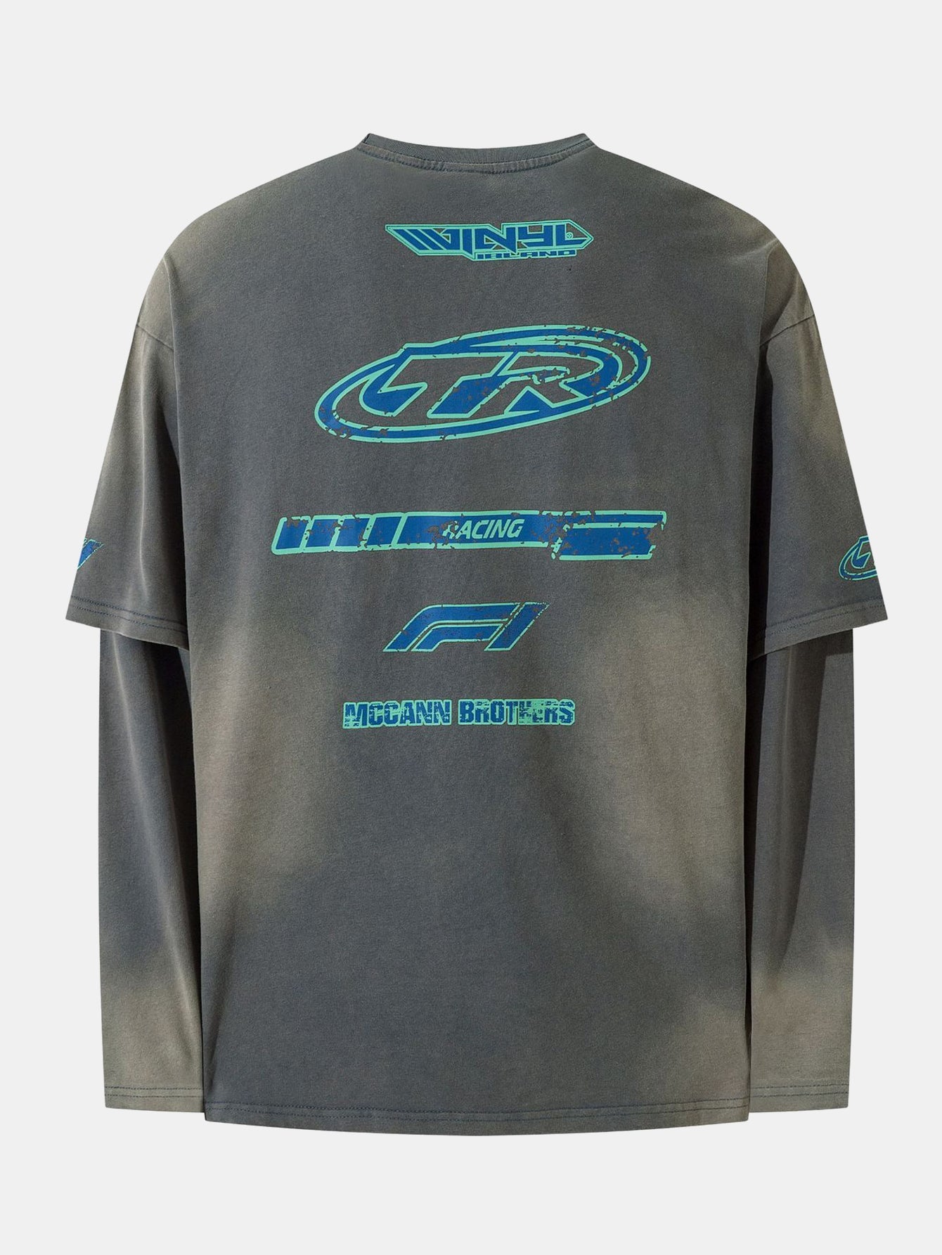 Racing Print Distressed 2-In-1 T-Shirt