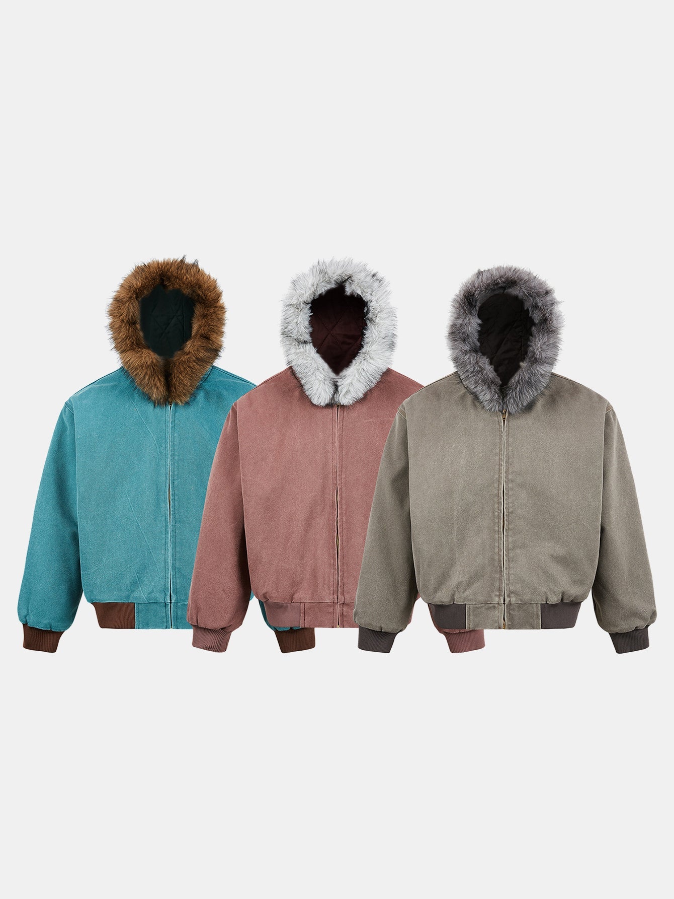 Boxy Faux Fur Collar Hooded Jacket