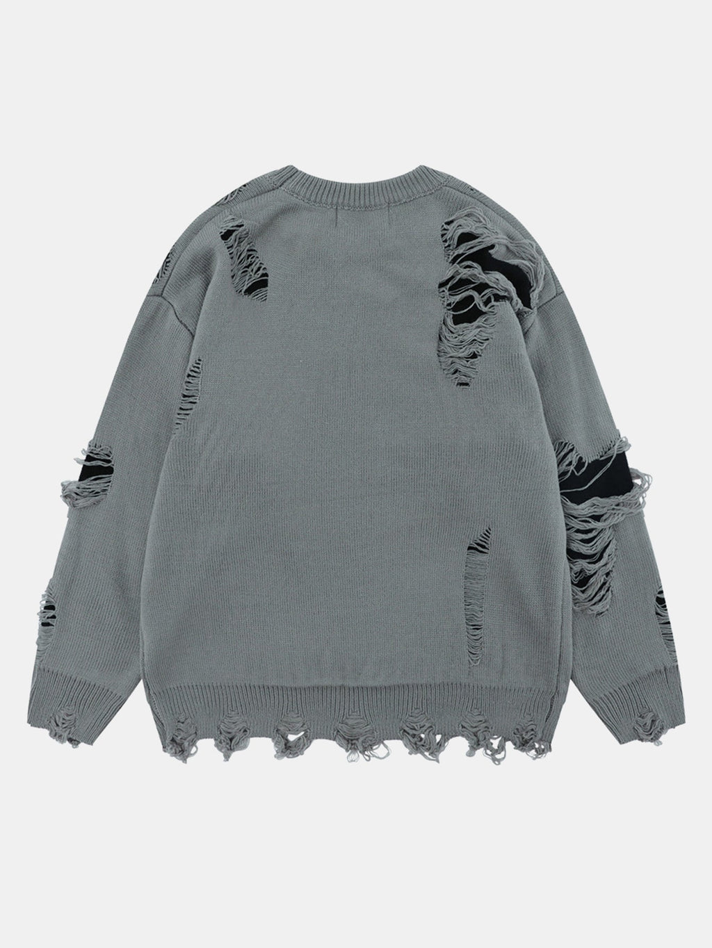 Slogan Distressed Crew Neck Sweater
