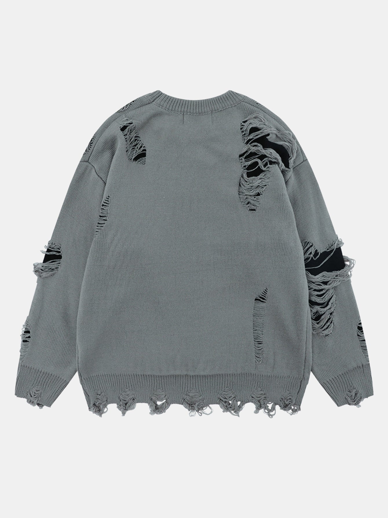 Slogan Distressed Crew Neck Sweater