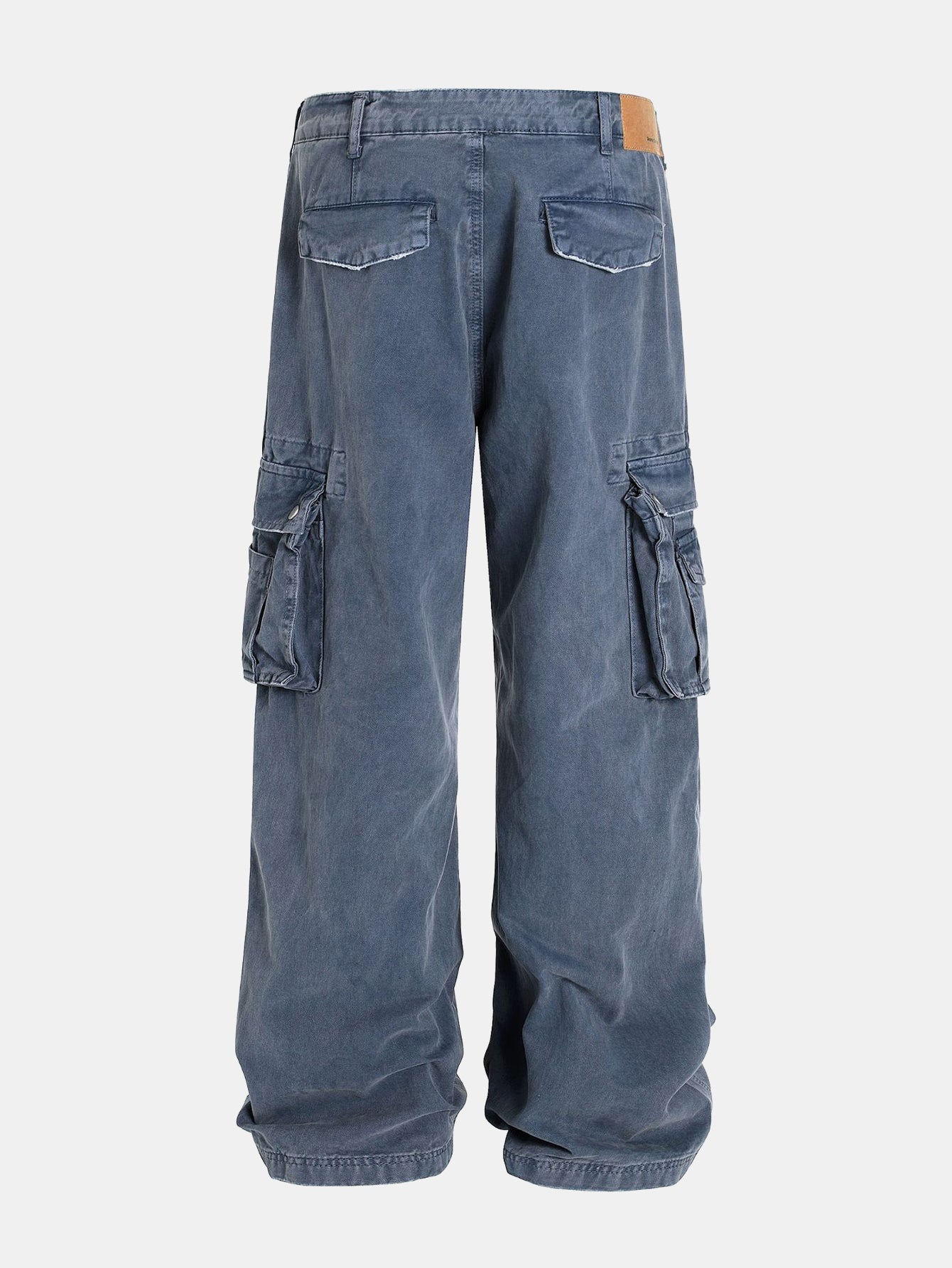 Baggy Fit Washed Distressed Denim Cargo Pants