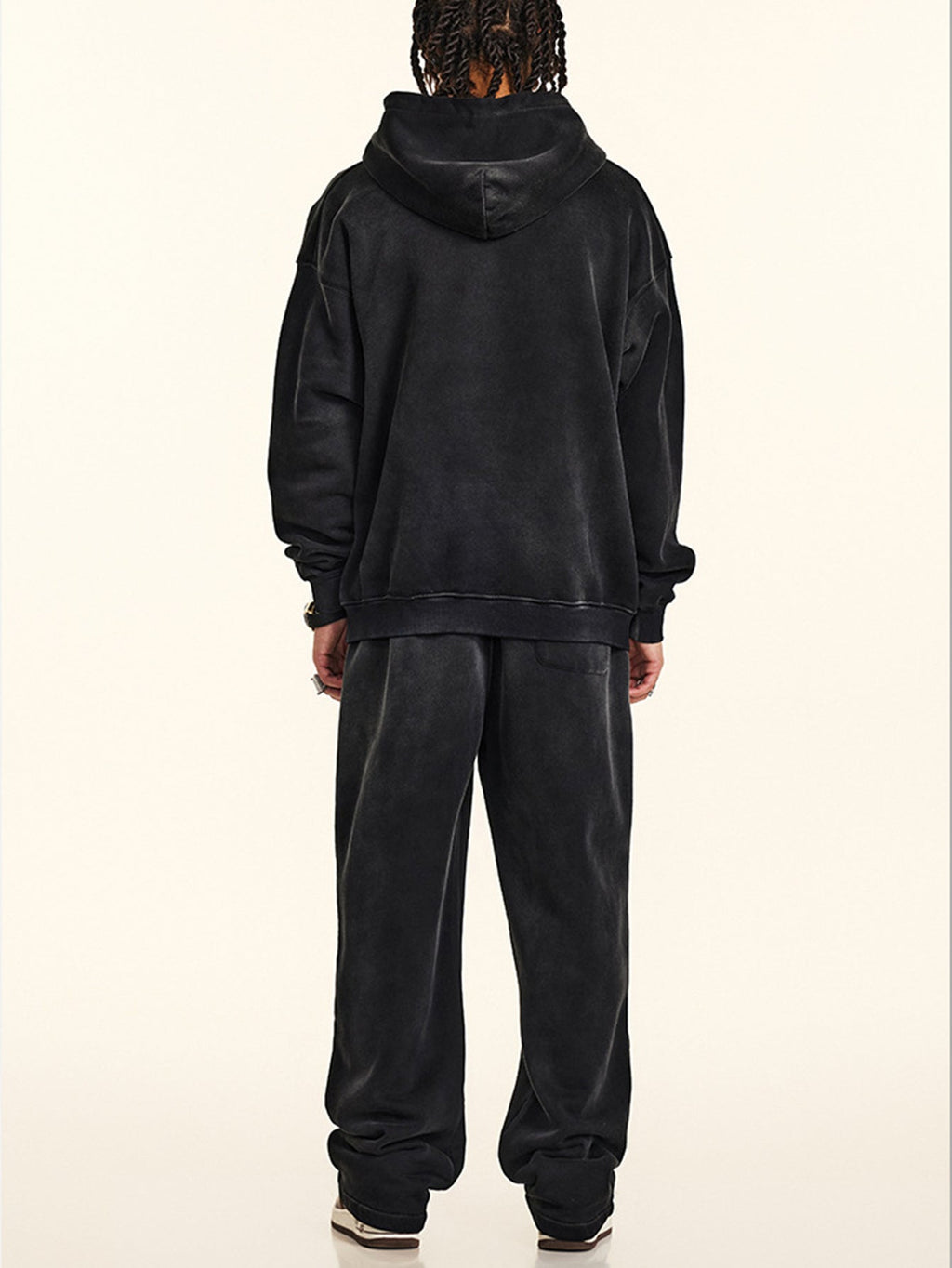 Oversize Number Print Washed Distressed Hoodie