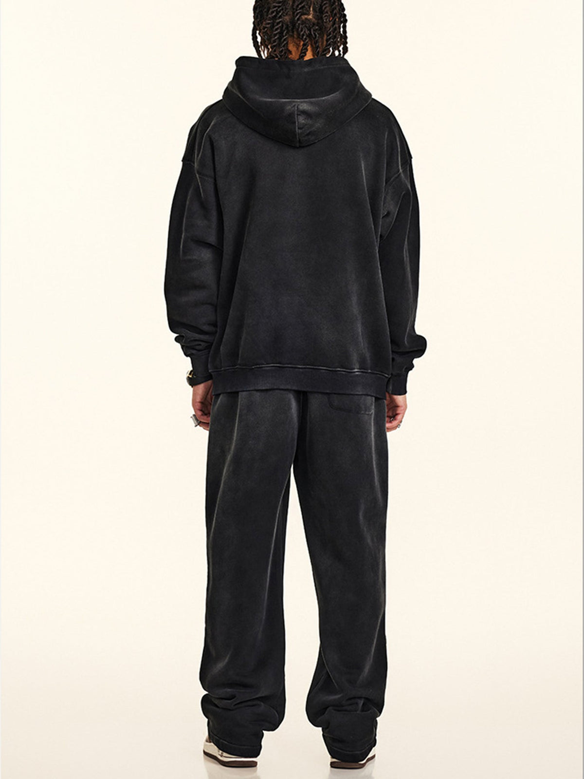 Oversize Number Print Washed Distressed Hoodie