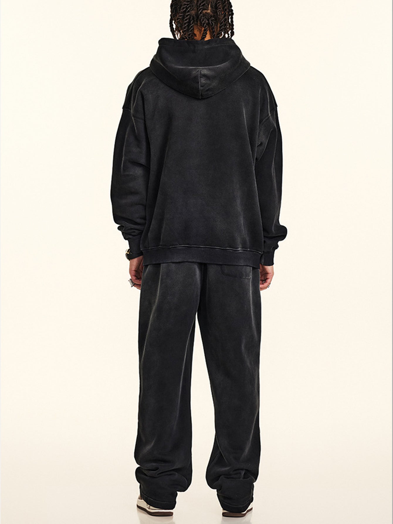 Oversize Number Print Washed Distressed Hoodie