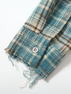 Gradient Washed Distressed Plaid Shirt