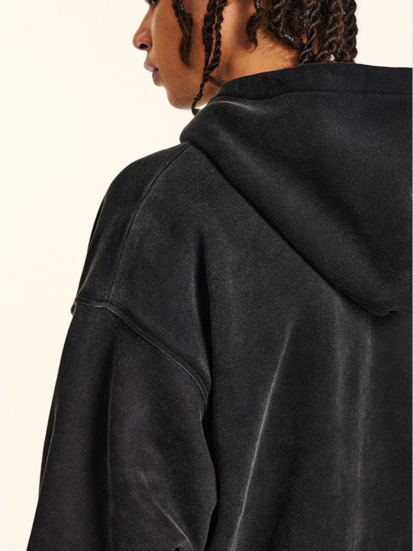 Oversize Number Print Washed Distressed Hoodie