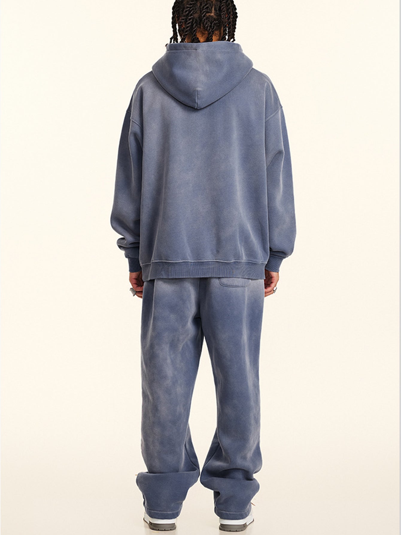 Oversize Number Print Washed Distressed Hoodie