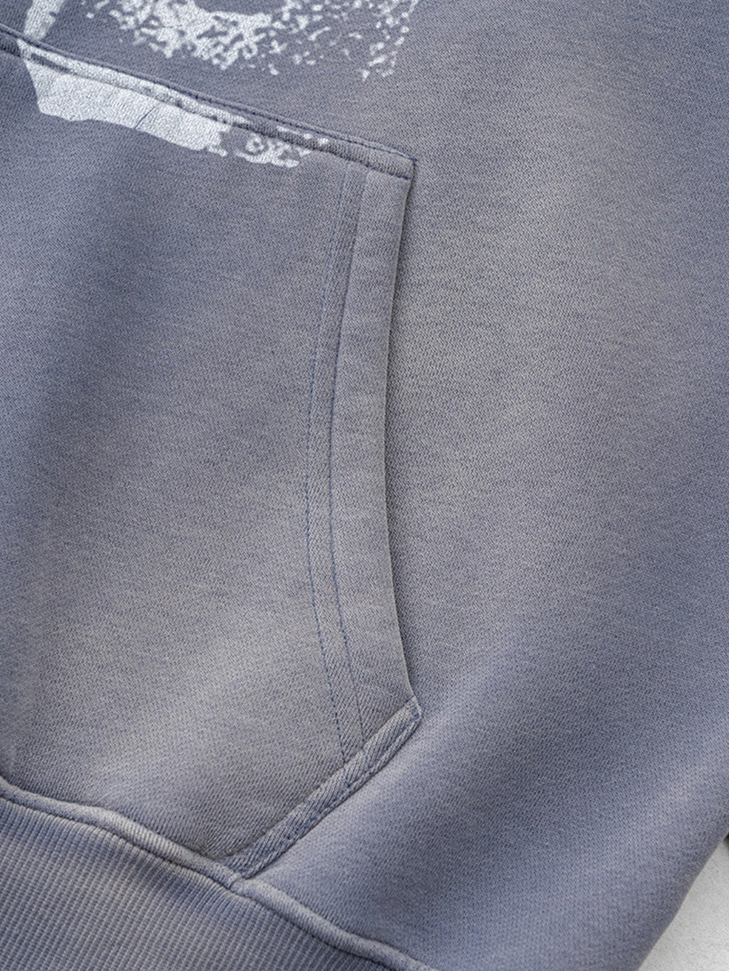 Oversize Number Print Washed Distressed Hoodie