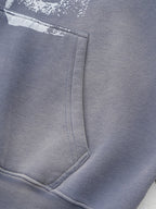 Oversize Number Print Washed Distressed Hoodie