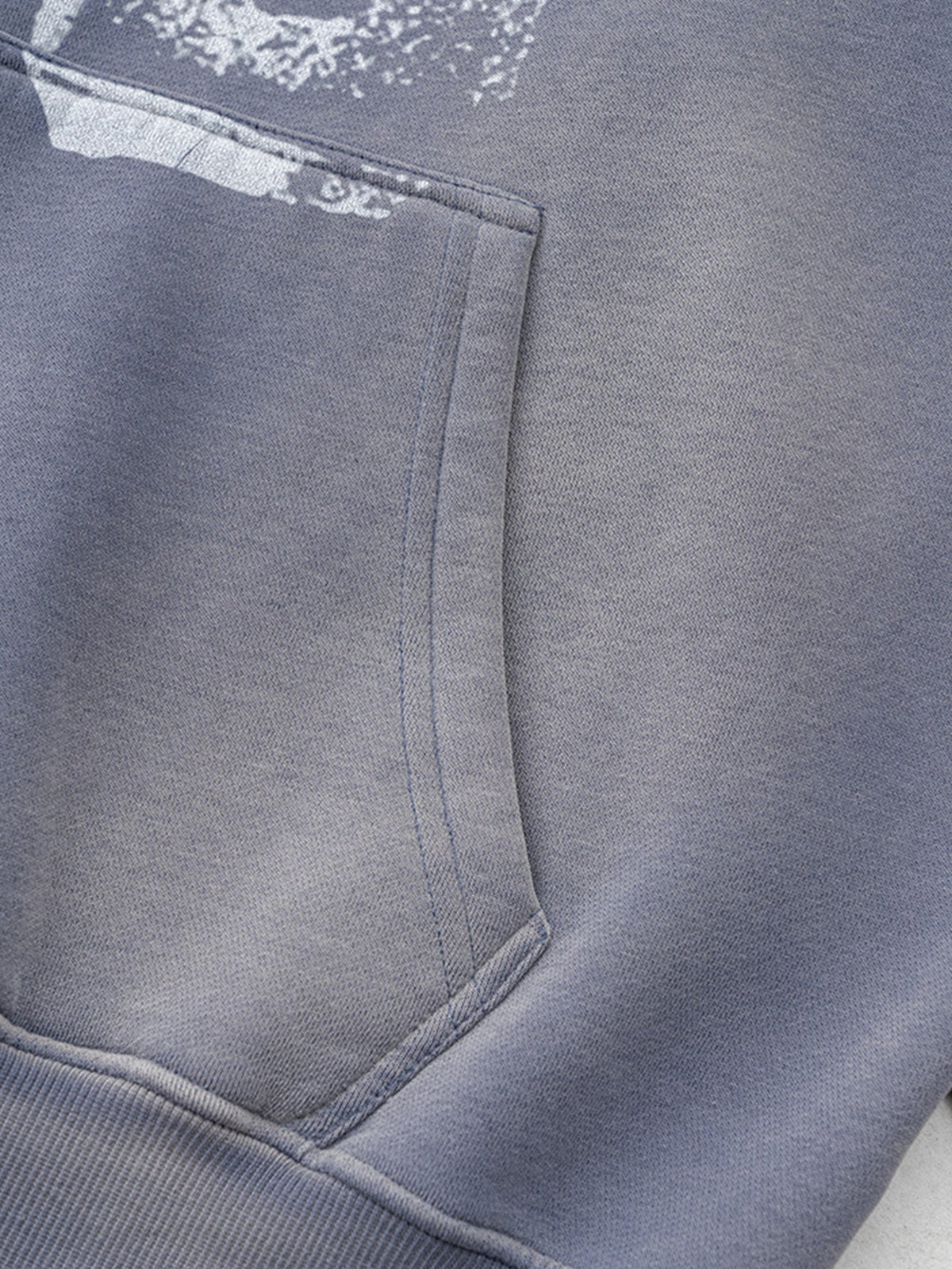 Oversize Number Print Washed Distressed Hoodie