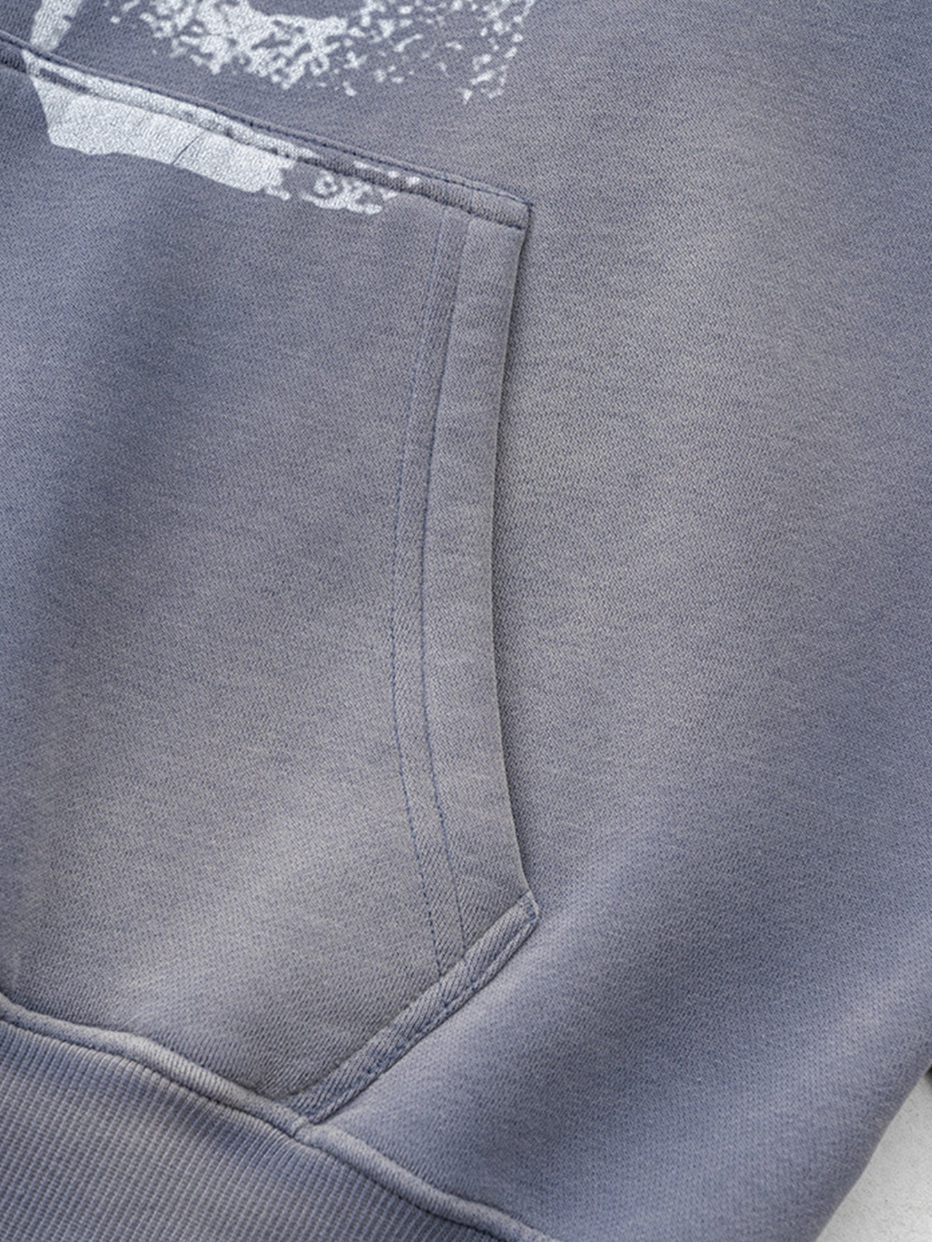 Oversize Number Print Washed Distressed Hoodie
