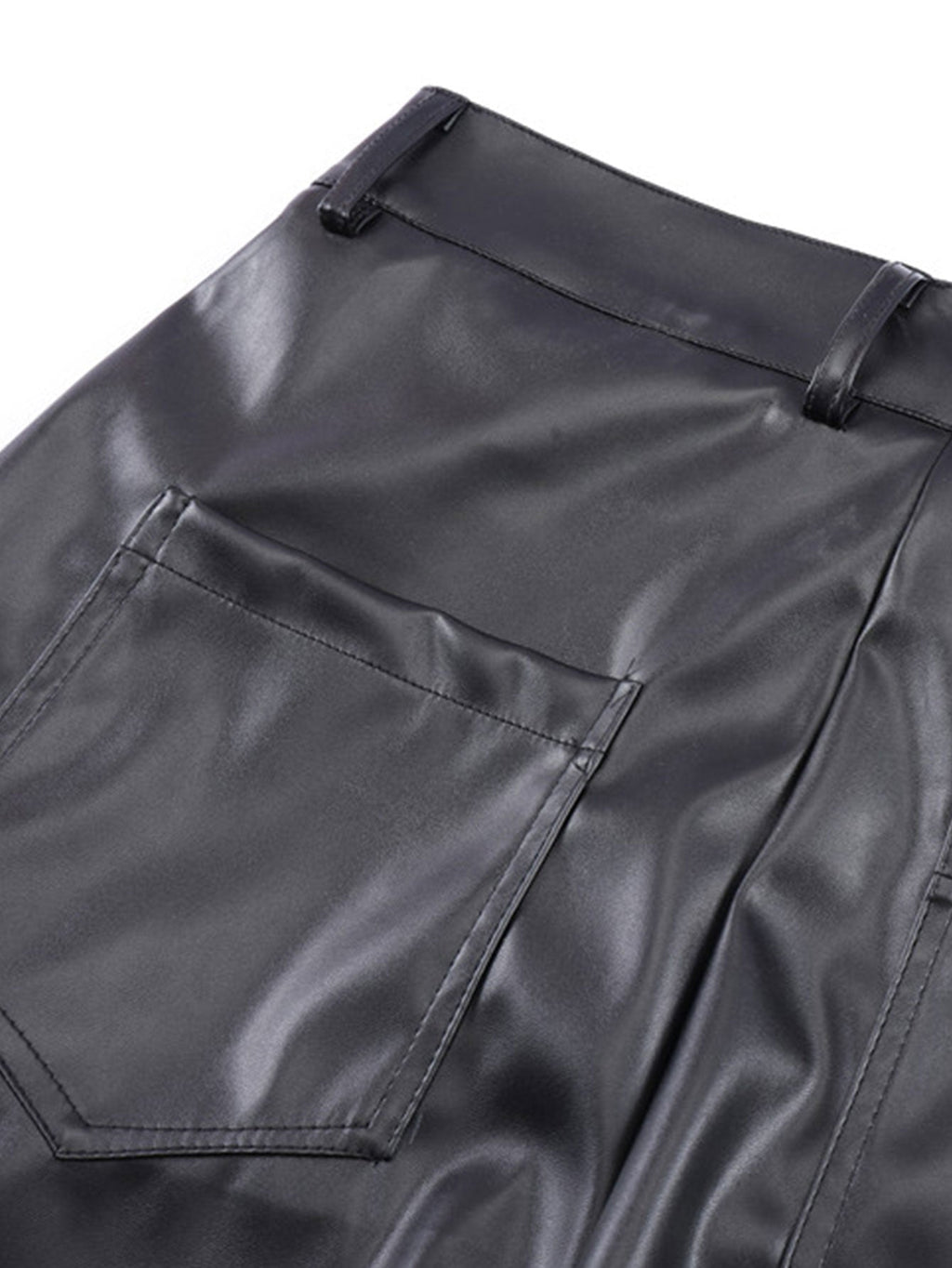 Ruched PU Leather Pants