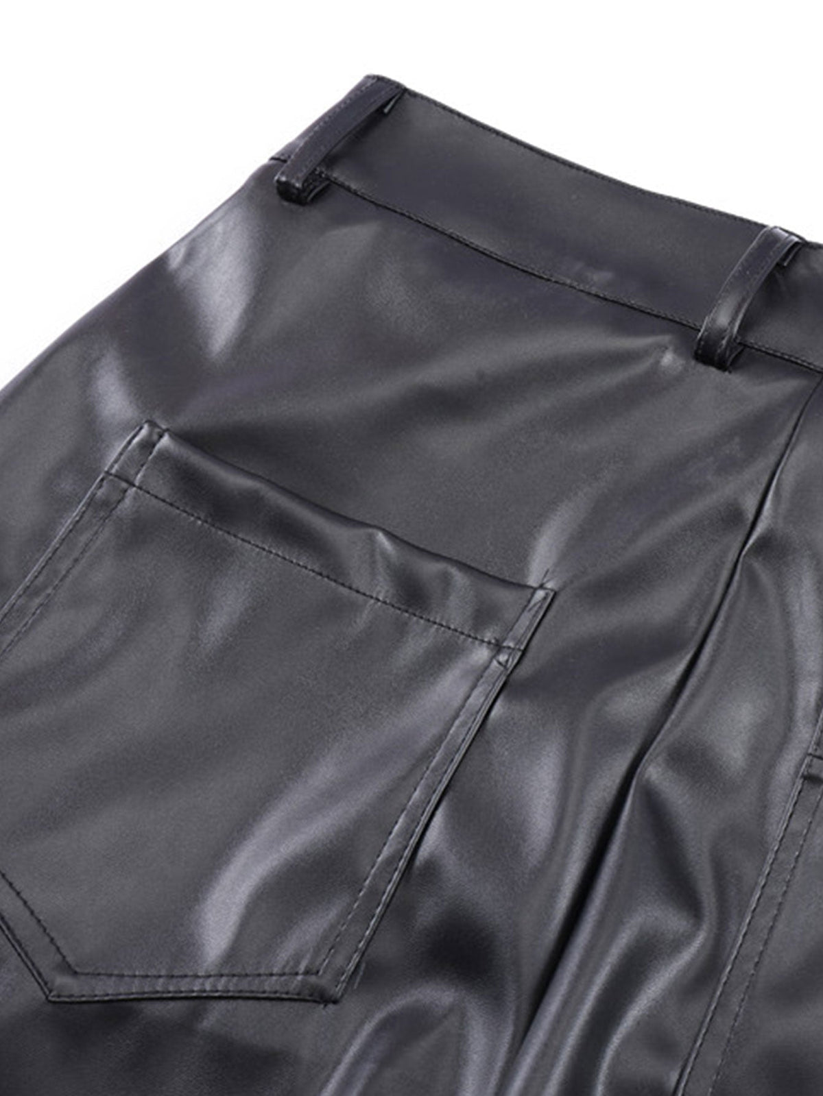 Ruched PU Leather Pants