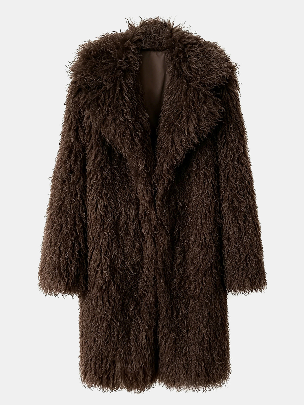 Women Solid Shaggy Faux Fur Mid-Long Coat Oversized Lapel Fluffy Furry Open Front Winter Outerwear