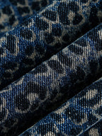Leopard Print Washed Distressed Denim Baggy Pants