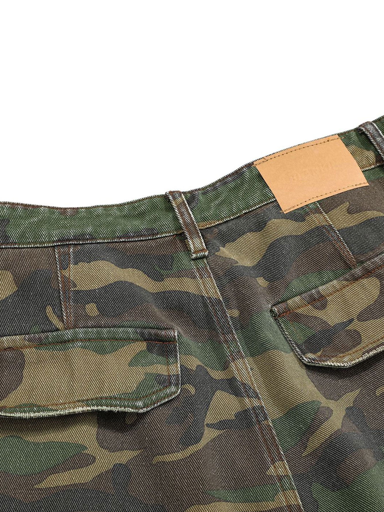 Baggy Fit Camo Ripped Wide Leg Pants