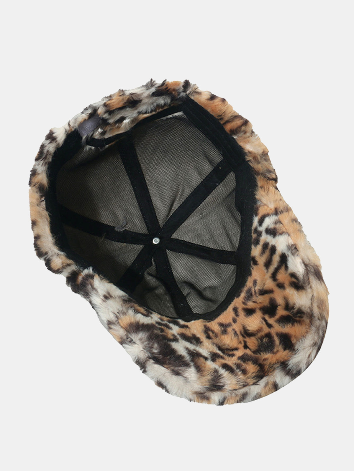 Fuzzy Fluffy Faux Fur Leopard Print Baseball Cap