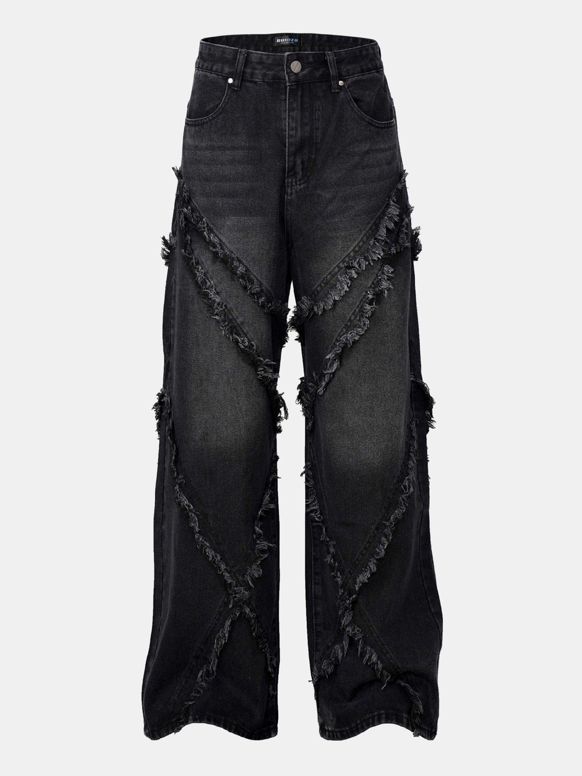 Washed Distressed  Wide-Leg Baggy Denim Pants