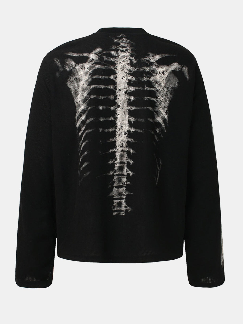 Oversize Skeleton Print Waffle T-Shirt