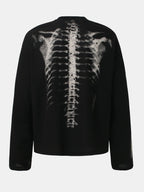 Oversize Skeleton Print Waffle T-Shirt