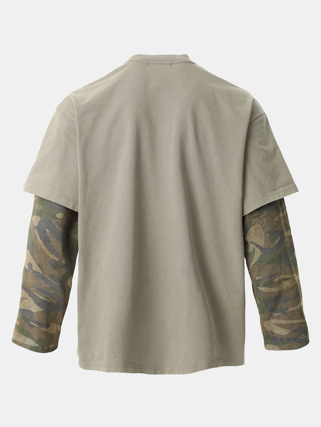 2 In 1 Camouflage Washed Ripped Rock Print T-Shirt