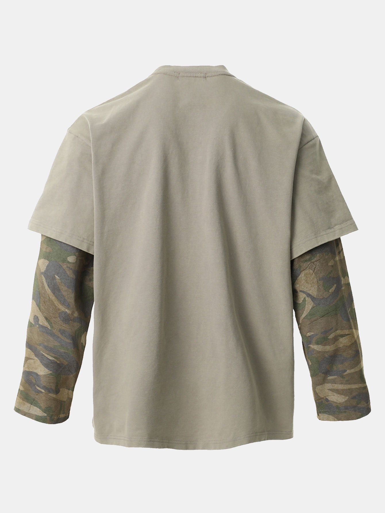 2 In 1 Camouflage Washed Ripped Rock Print T-Shirt