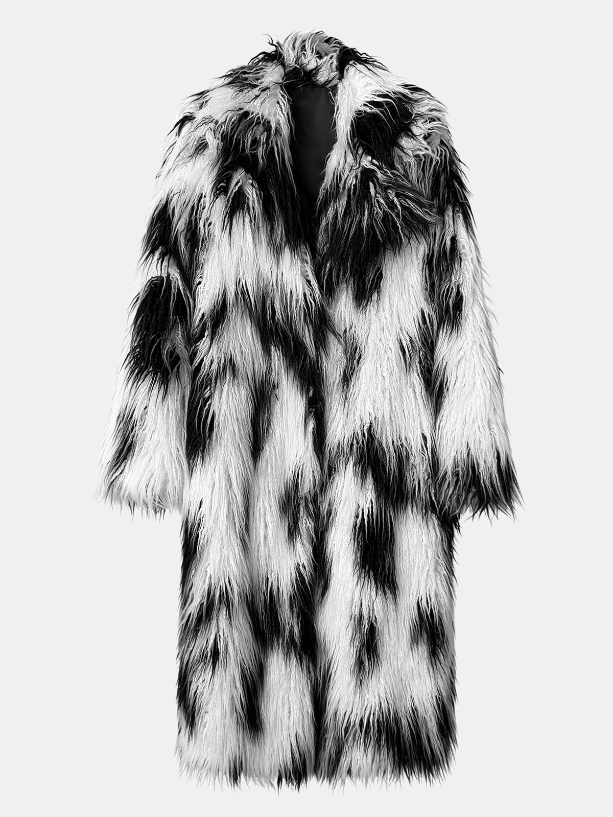 Women Rainbow Shaggy Faux Fur Long Coat Oversized Fluffy Furry Maxi Jacket