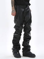 Ruched PU Leather Pants