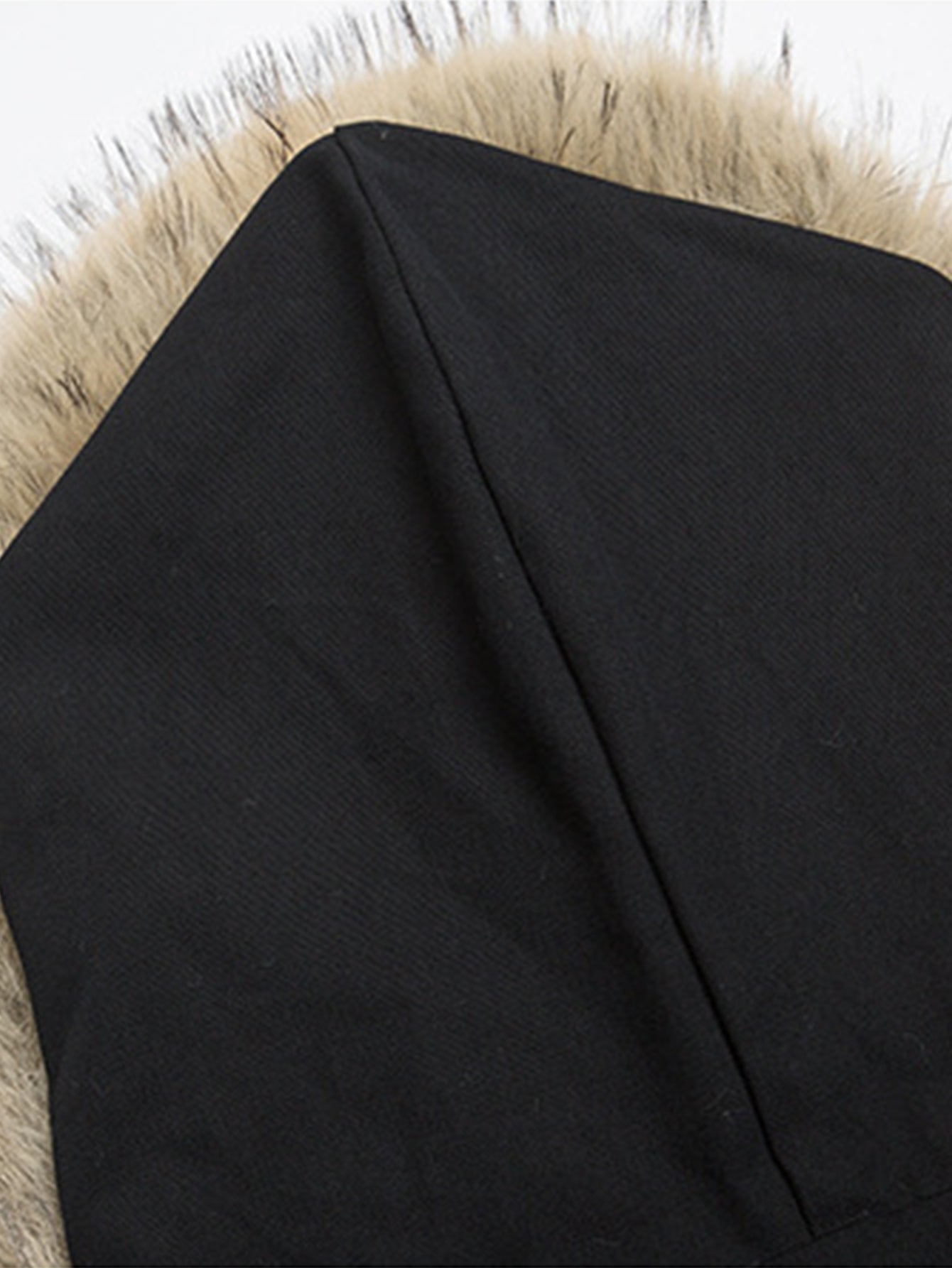 Boxy Faux Fur Collar Hooded Jacket