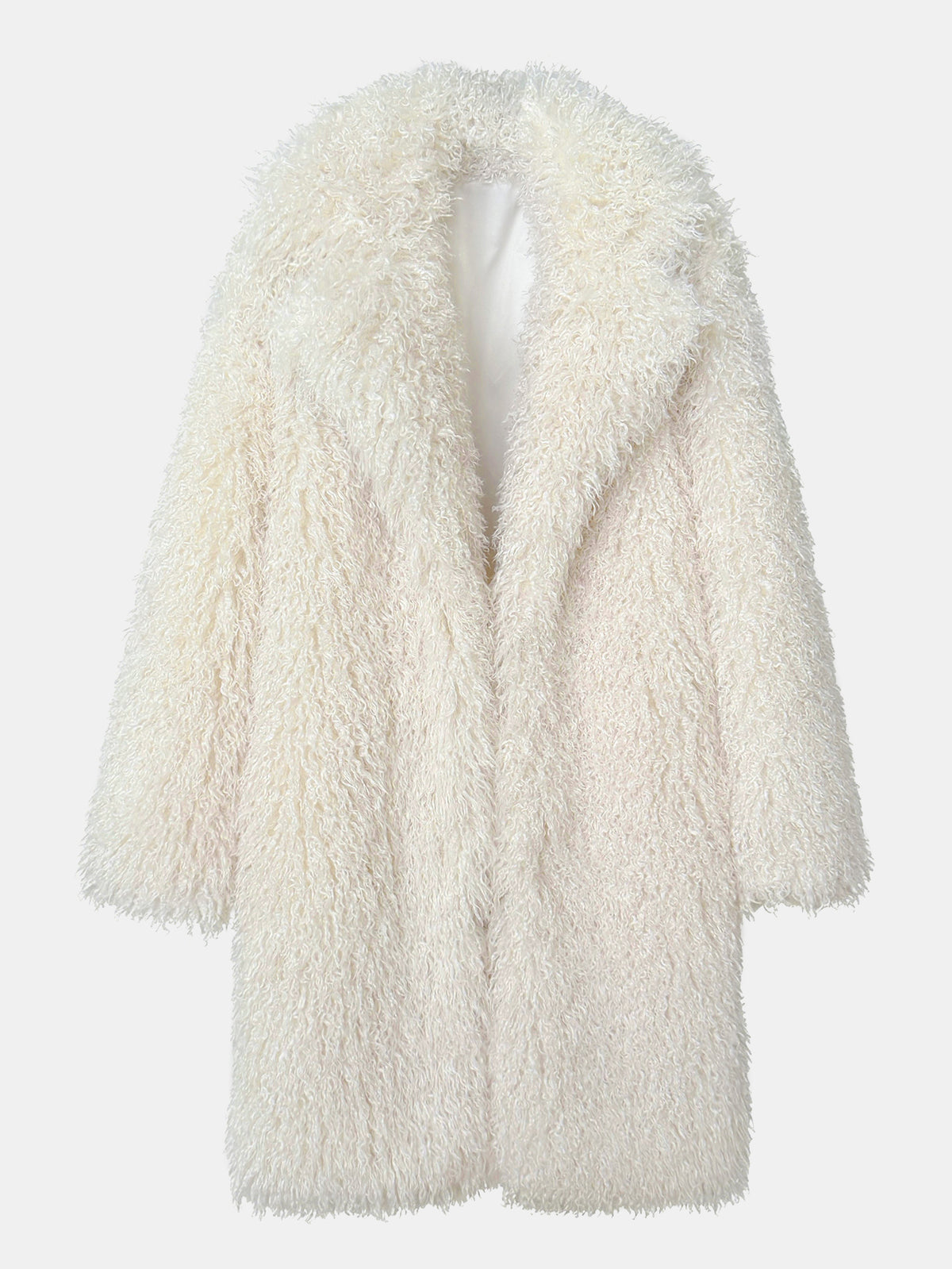 Women Solid Shaggy Faux Fur Mid-Long Coat Oversized Lapel Fluffy Furry Open Front Winter Outerwear