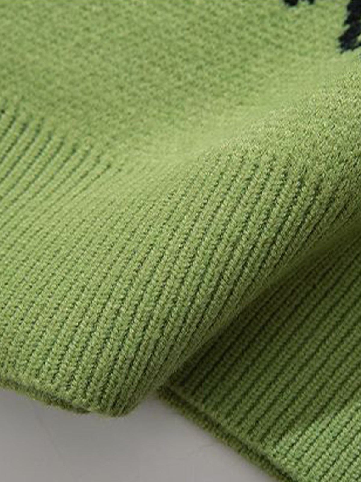 Dinosaur Print Crew Neck Knit Sweater