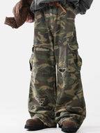 Baggy Fit Camo Ripped Wide Leg Pants
