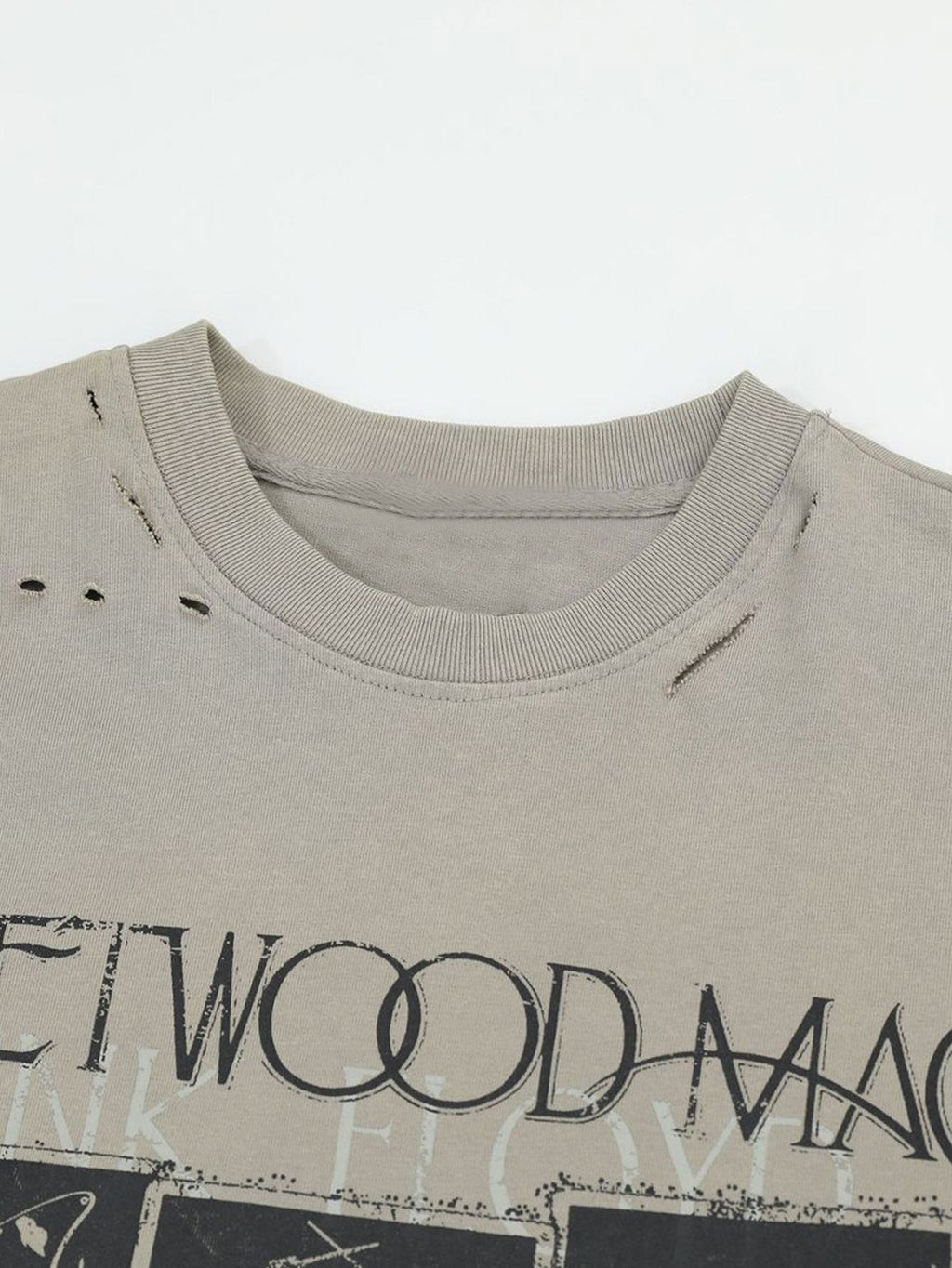 2 In 1 Camouflage Washed Ripped Rock Print T-Shirt