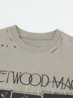2 In 1 Camouflage Washed Ripped Rock Print T-Shirt