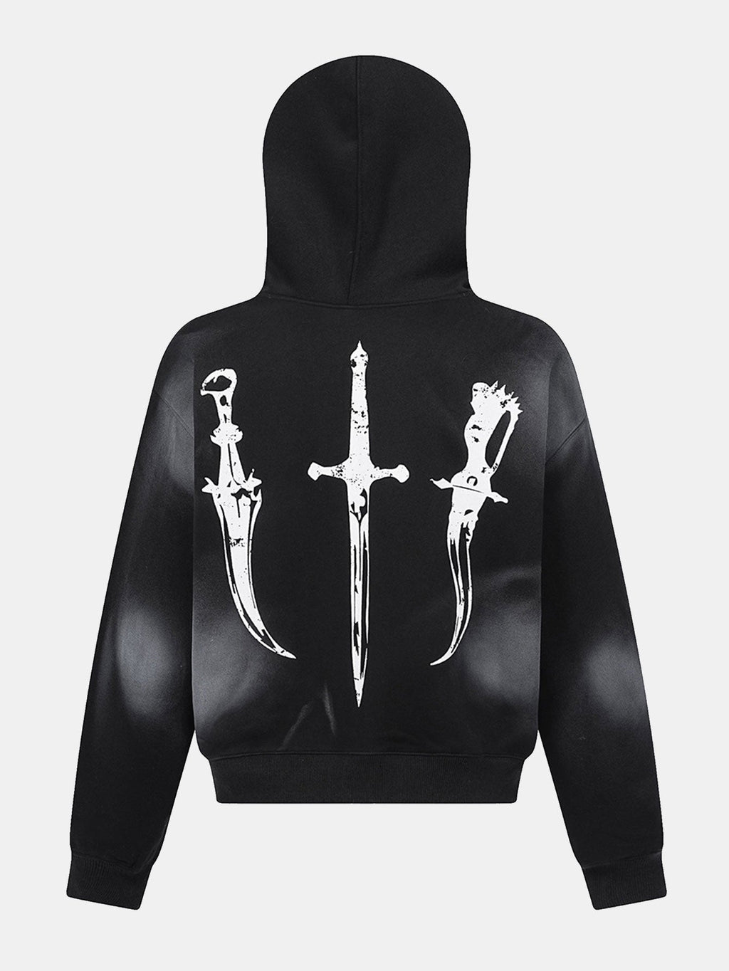 Boxy Faux Fur Collar Comic Character Print Zipper Hoodie