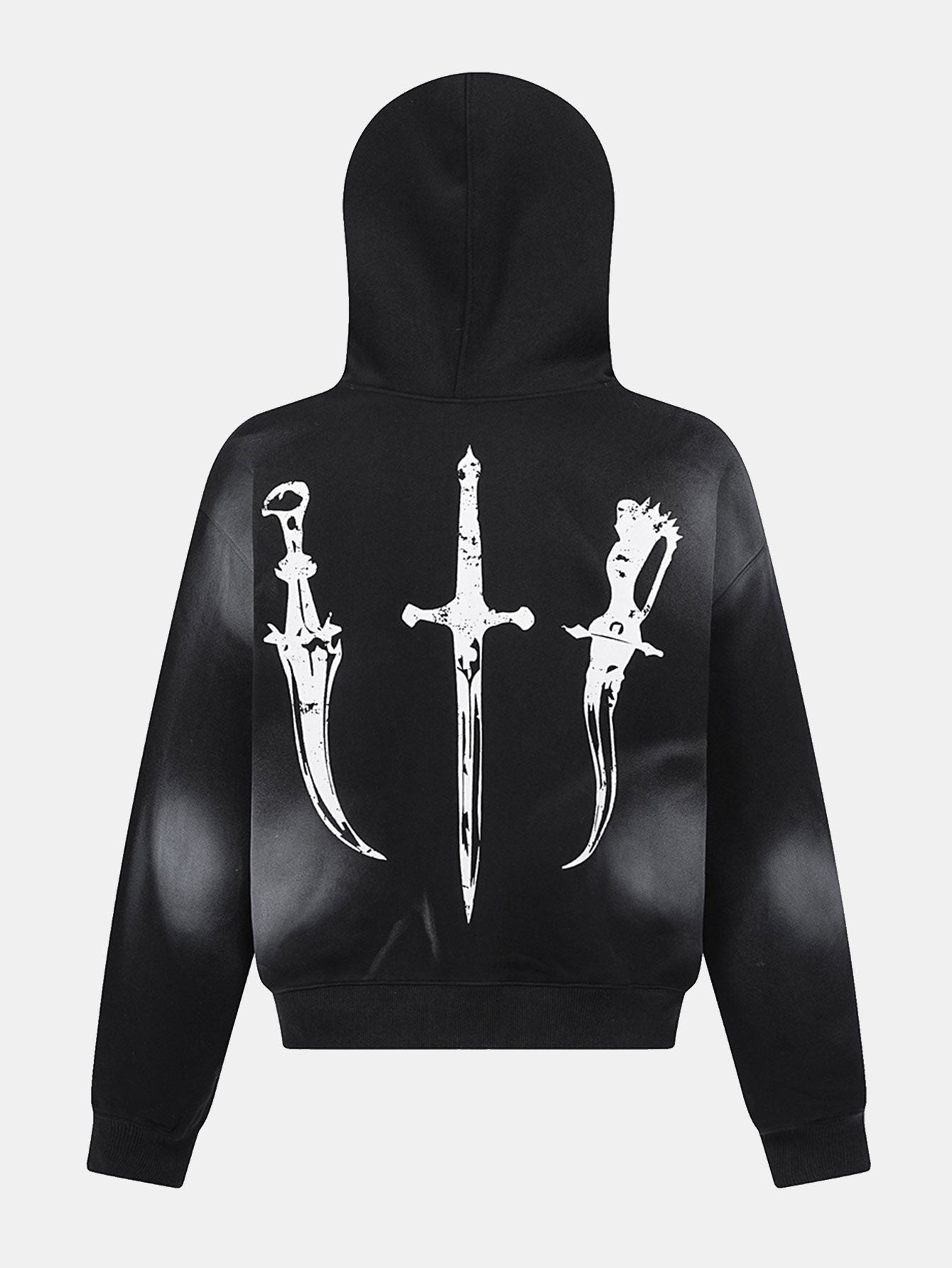 Boxy Faux Fur Collar Comic Character Print Zipper Hoodie