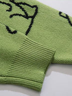 Dinosaur Print Crew Neck Knit Sweater