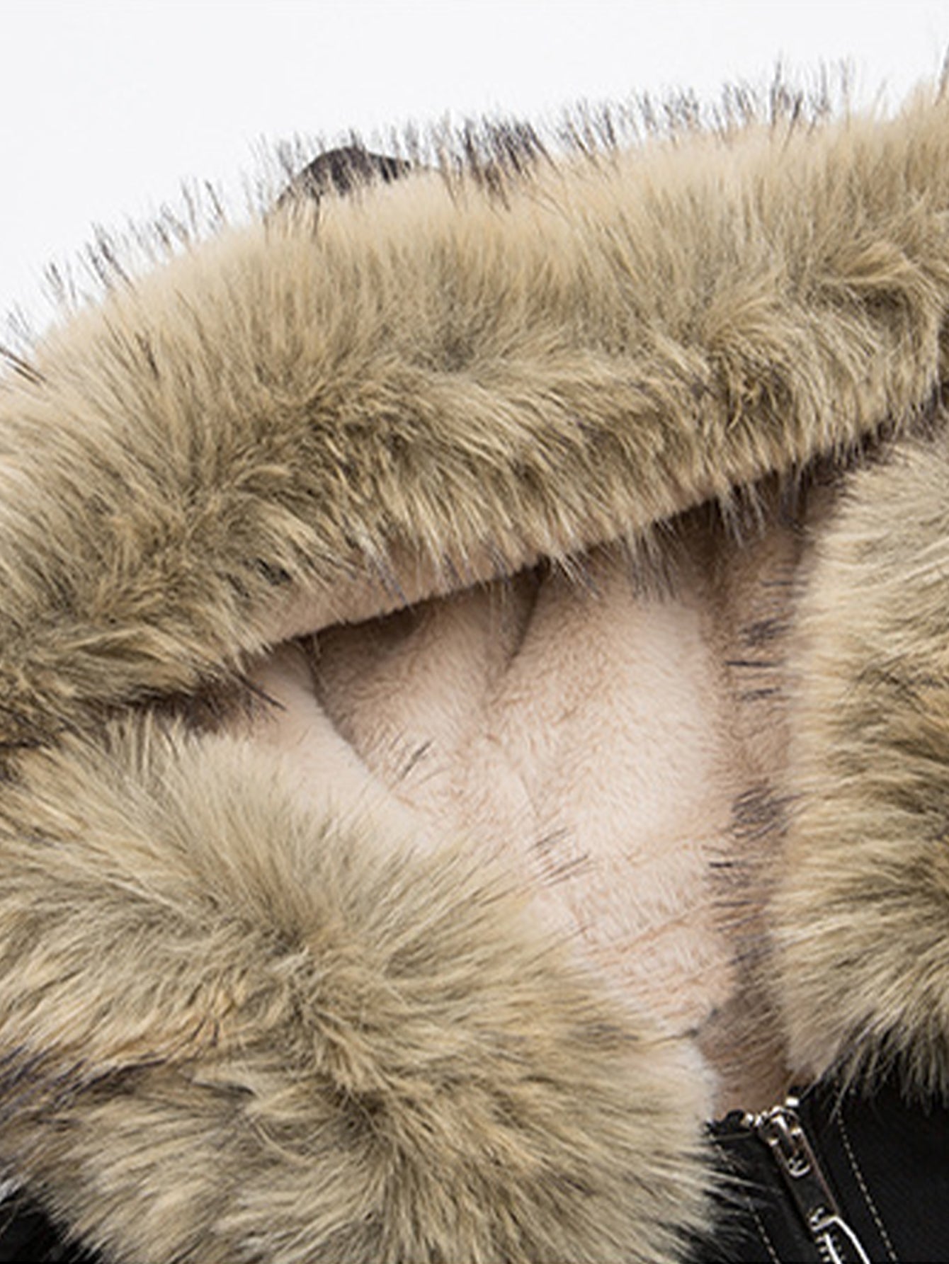 Boxy Faux Fur Collar Hooded Jacket