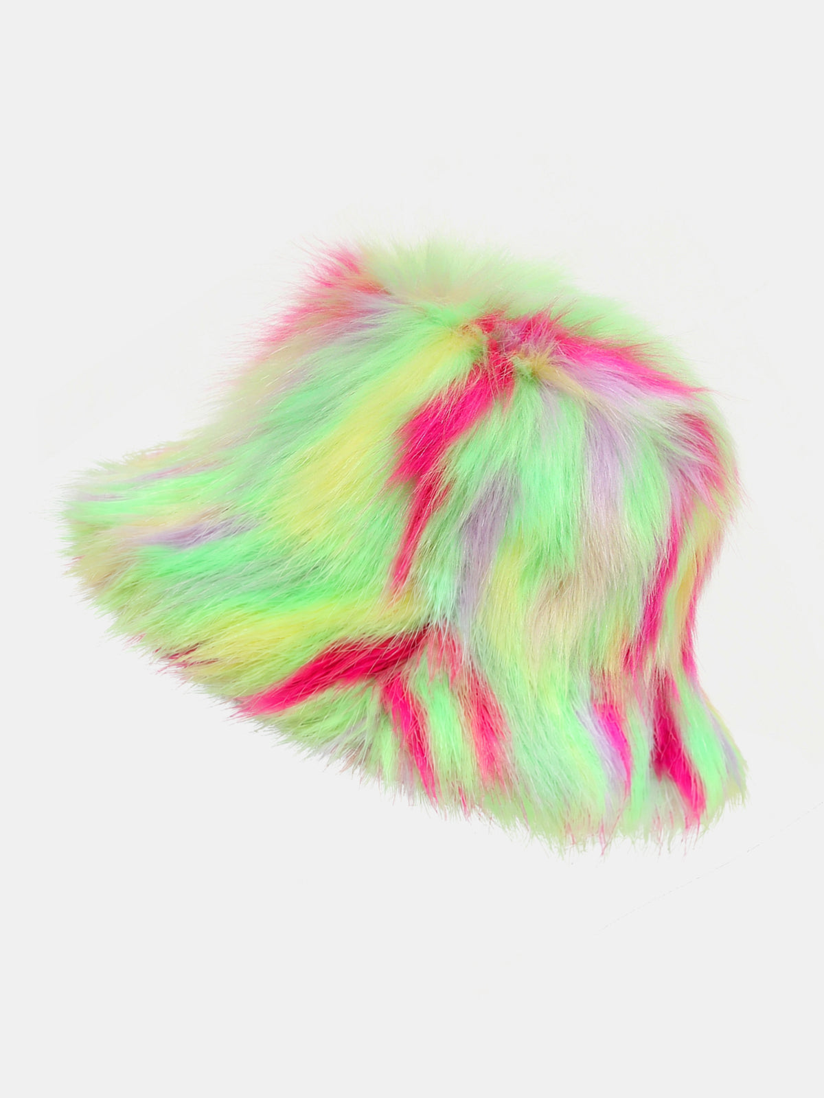 Neon Faux Fur Fluffy Bucket Hat Wide Brim Winter Festival Hat