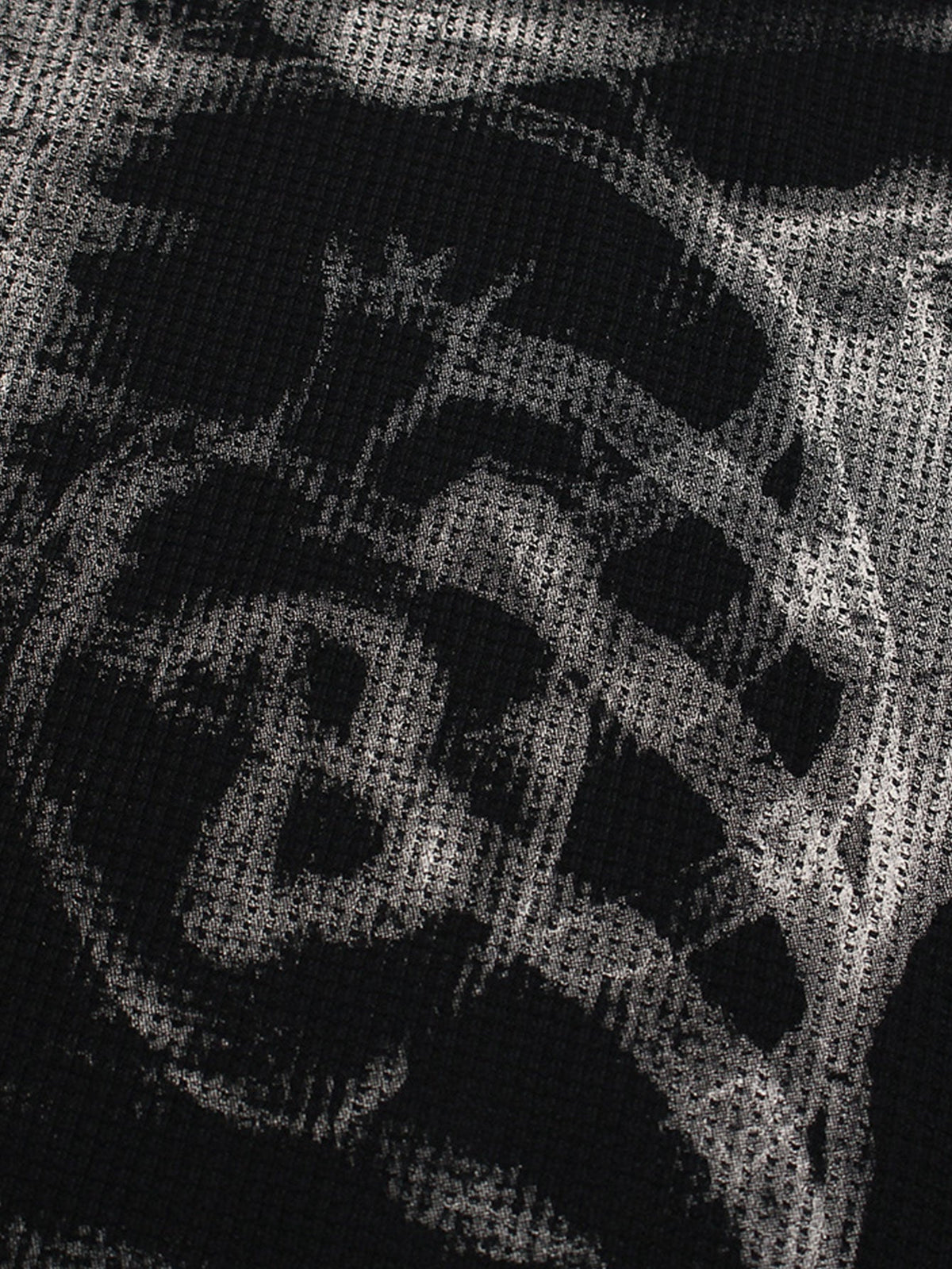 Oversize Skeleton Print Waffle T-Shirt