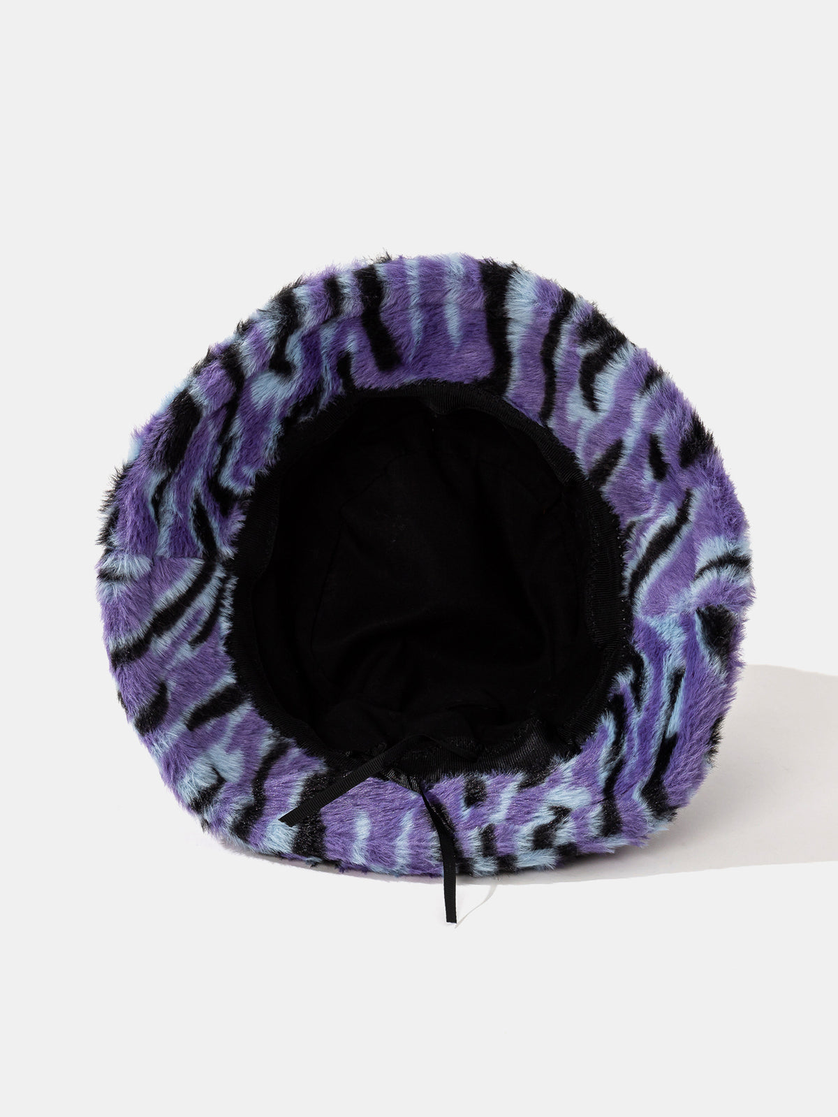 Plush-Texture Bucket Hat – Faux Fur Hat Featuring Psychedelic Animal-print Swirls; Perfect For Music Festival Outfits