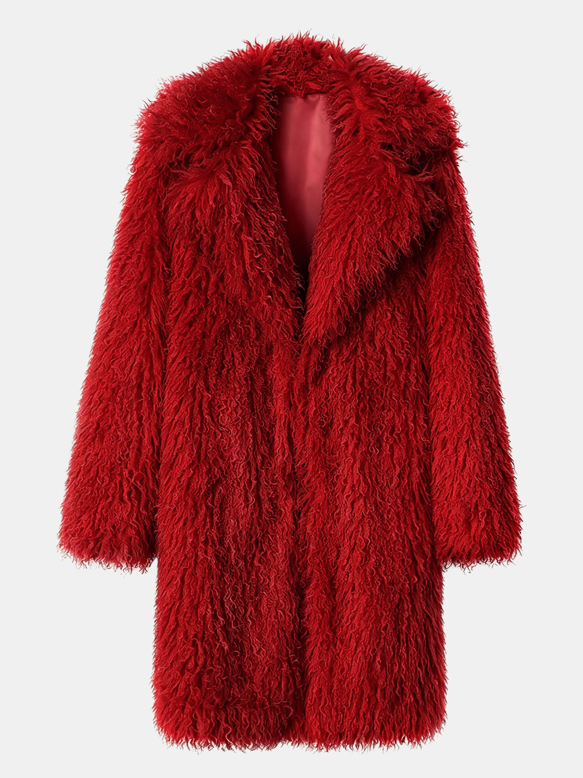 Women Solid Shaggy Faux Fur Mid-Long Coat Oversized Lapel Fluffy Furry Open Front Winter Outerwear
